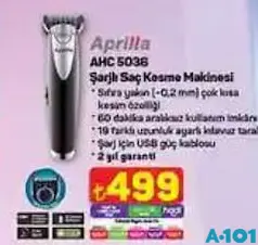 APRİLLA AHC 5036 ŞARJLI SAÇ KESME MAKİNESİ